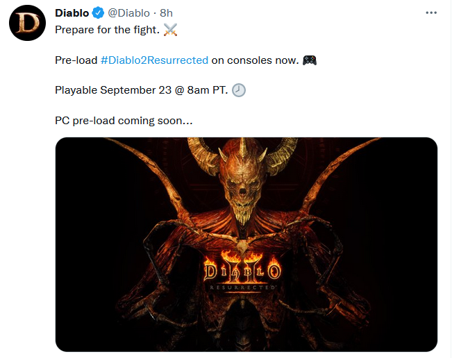 《暗黑破坏神2：重制版》主机预载开始 23日晚正式开放