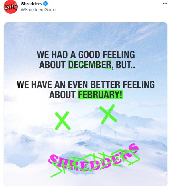 滑雪游戏Shredders宣布跳票至2022年2月